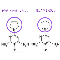 ピディオキシジルとミノキシジルの分子構造